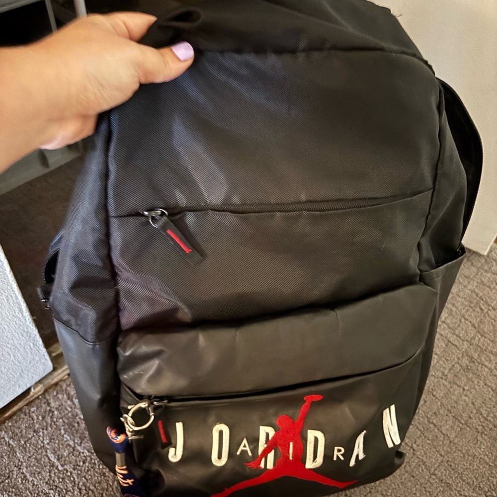 Jordan Black and Red Logo Backpack
